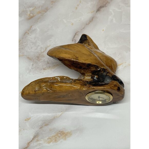 Wood Clock Natural Edge Signed Glen Schaff Artist Abstract Lightweight VTG READ - Picture 10 of 13